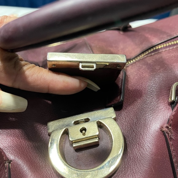 Salvatore Ferragamo Ferragamo Red Gancini Leather Satchel Dark red - Picture 13 of 17